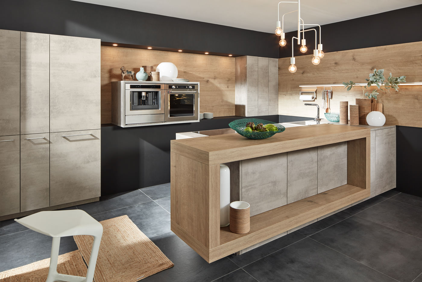 Moderne keuken met betonlook